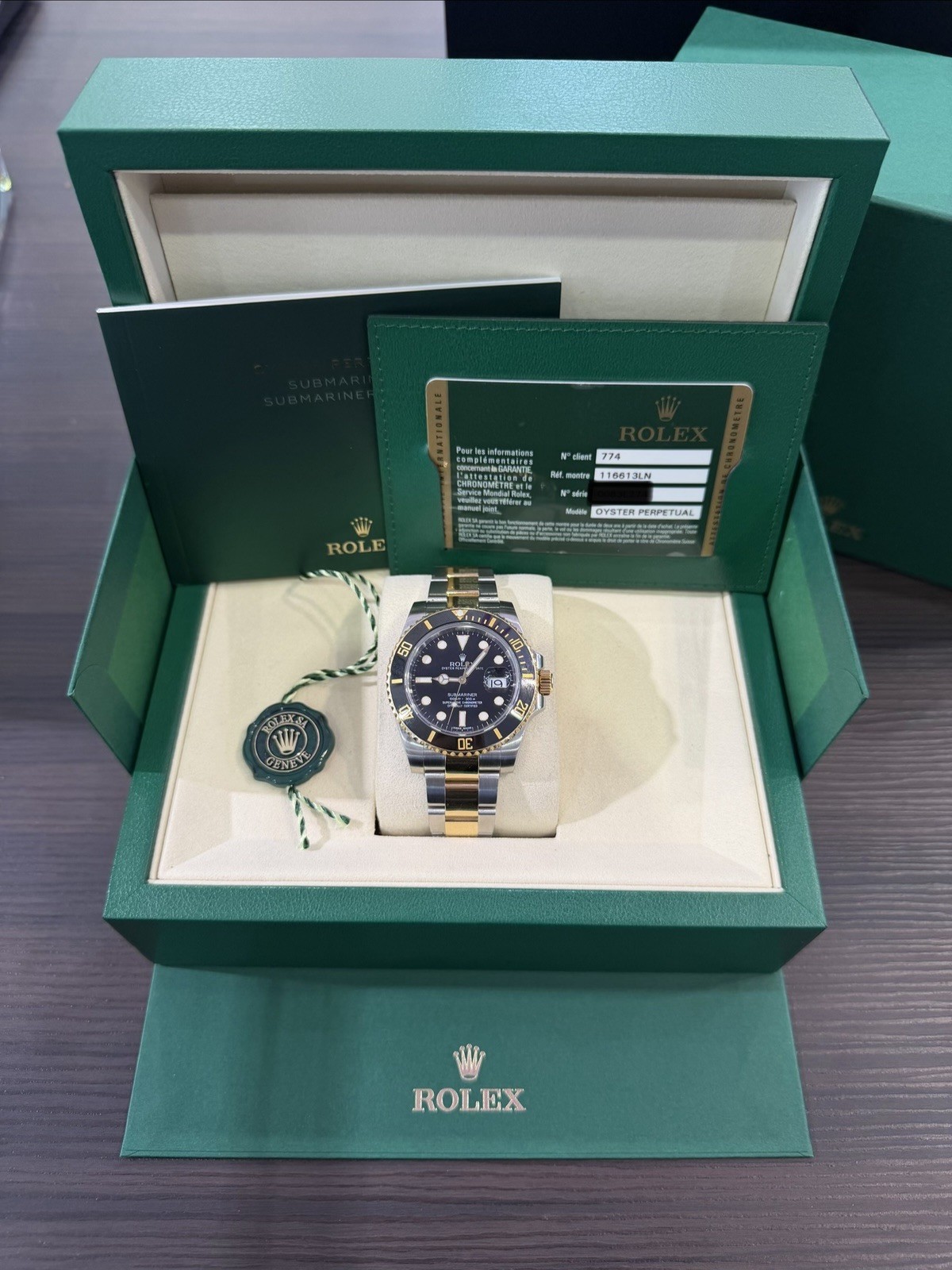 2016 Rolex Submariner Date Black TT 18K Gold Steel 116613LN 40mm Watch FULL SET!