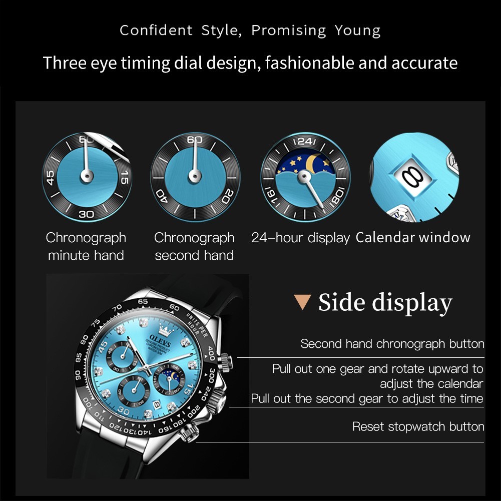 Waterproof Watch OLEVS Quartz Luxury Men’s Business Luminous Date Men Strap