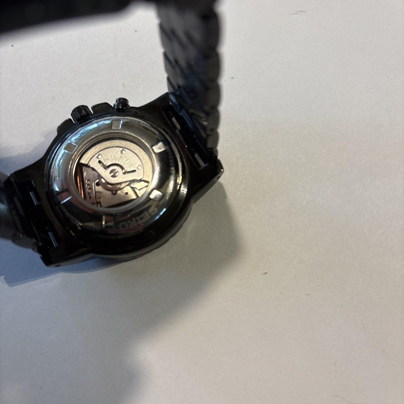 Seiko Kinetic Black Ion Black Dial 100m Date Men’s Wristwatch