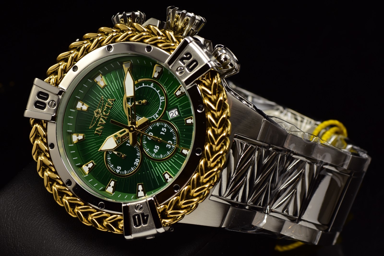 Invicta Mens Bolt HERC 54mm Chronograph Green Dial Stainless Steel Quartz Watch