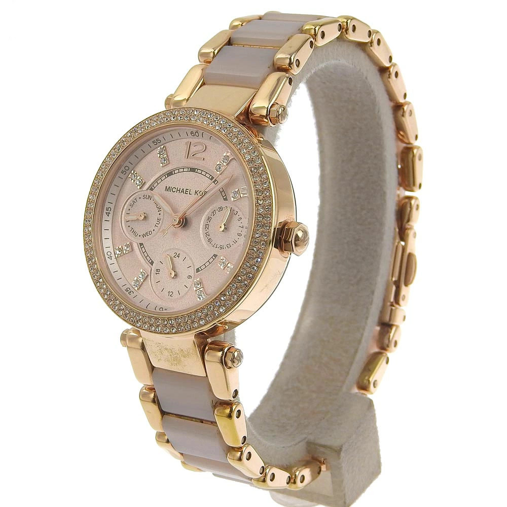 Michael Kors Day Date Watch MK6110 Stainless Steel Acetate Rose Gold Quartz Mult
