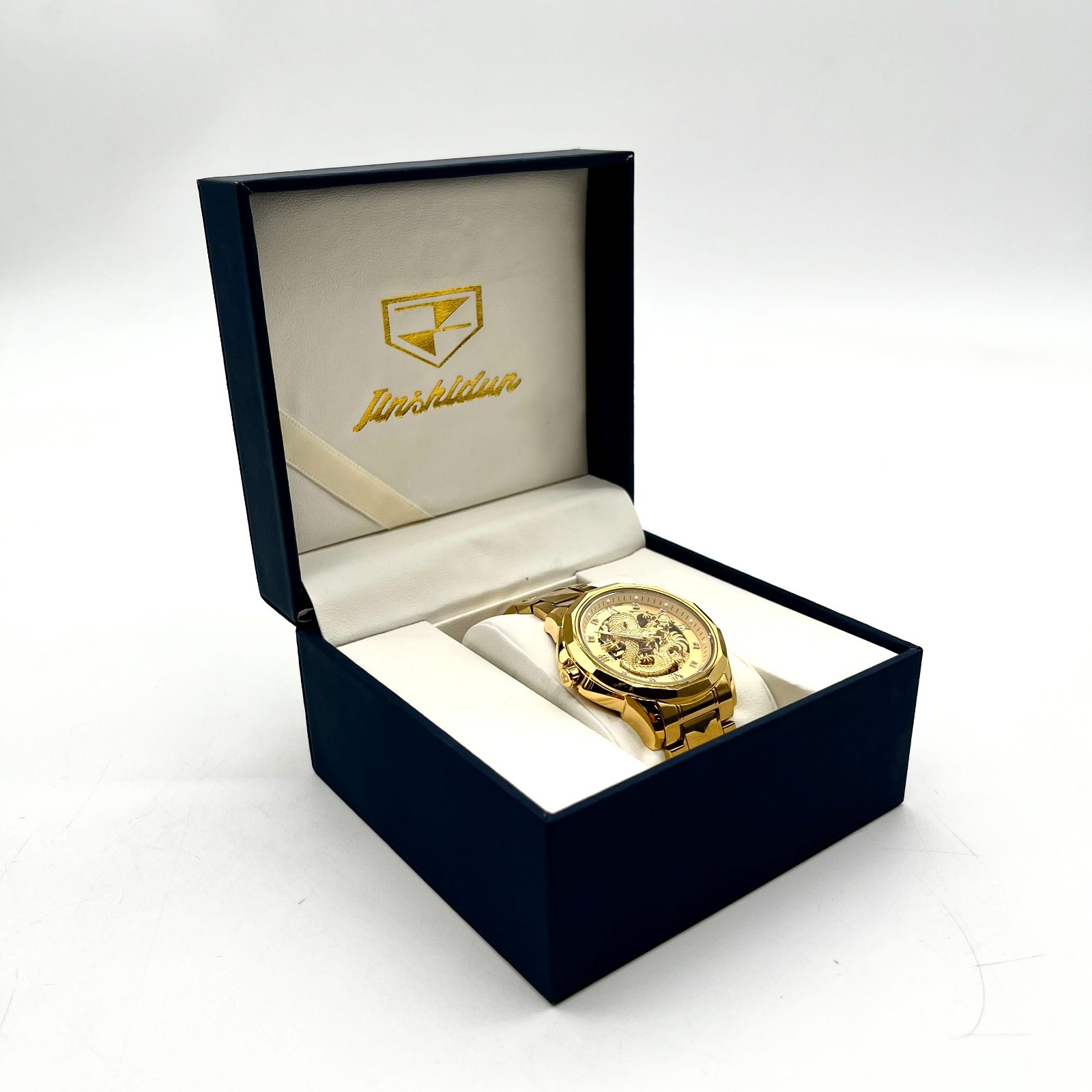 JSDUN Men’s Stainless Steel Case Water Resistant Wristwatch Gold Model 8840