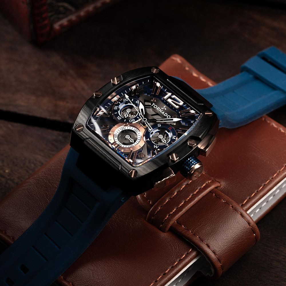 Tornado Xenith Men’s Multi Function Watch | Blue Dial, 43x54mm, 100 m (10 ATM)