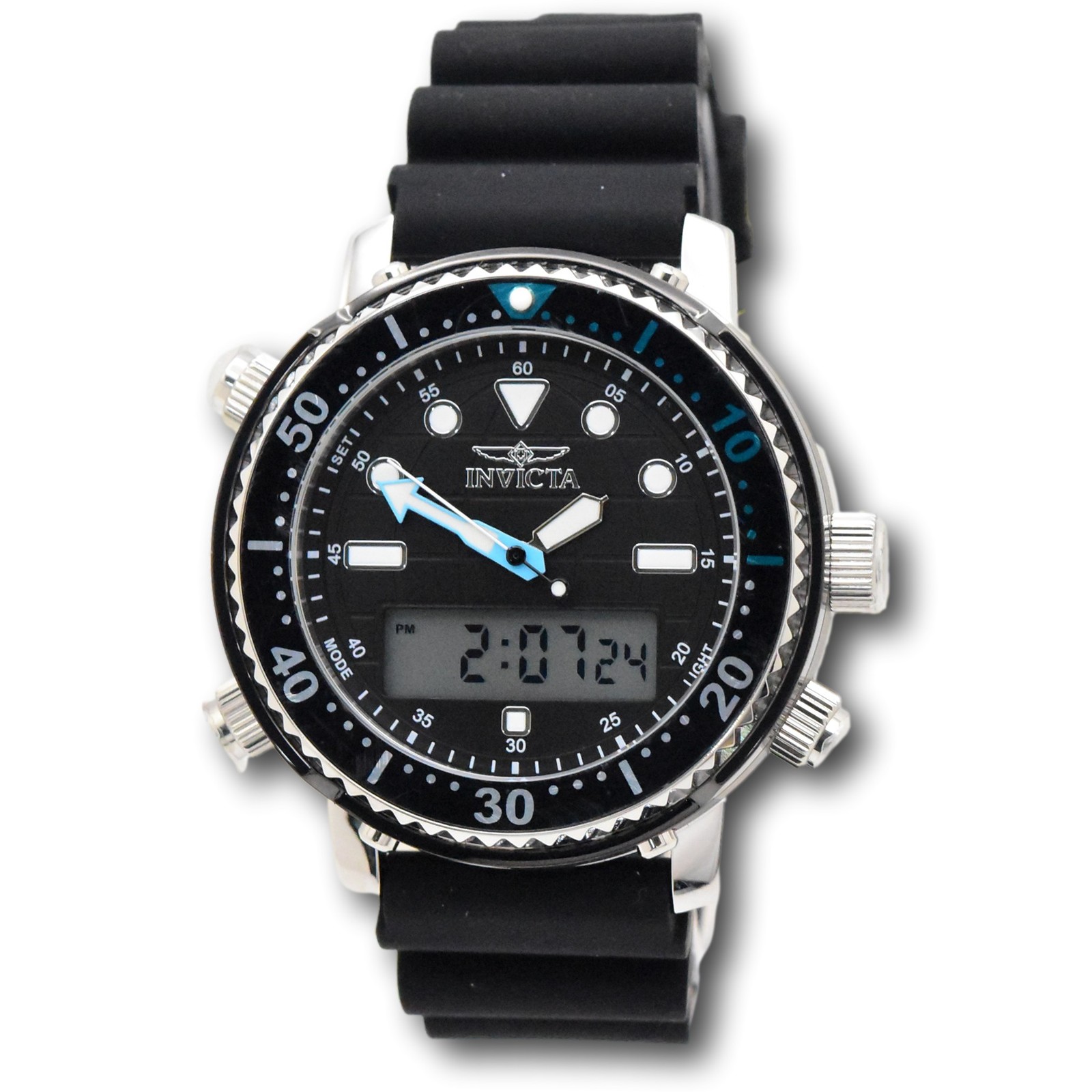 Invicta Pro Diver Men’s 46.5mm Black Dual Time Digital Ana-Digi Watch 48367