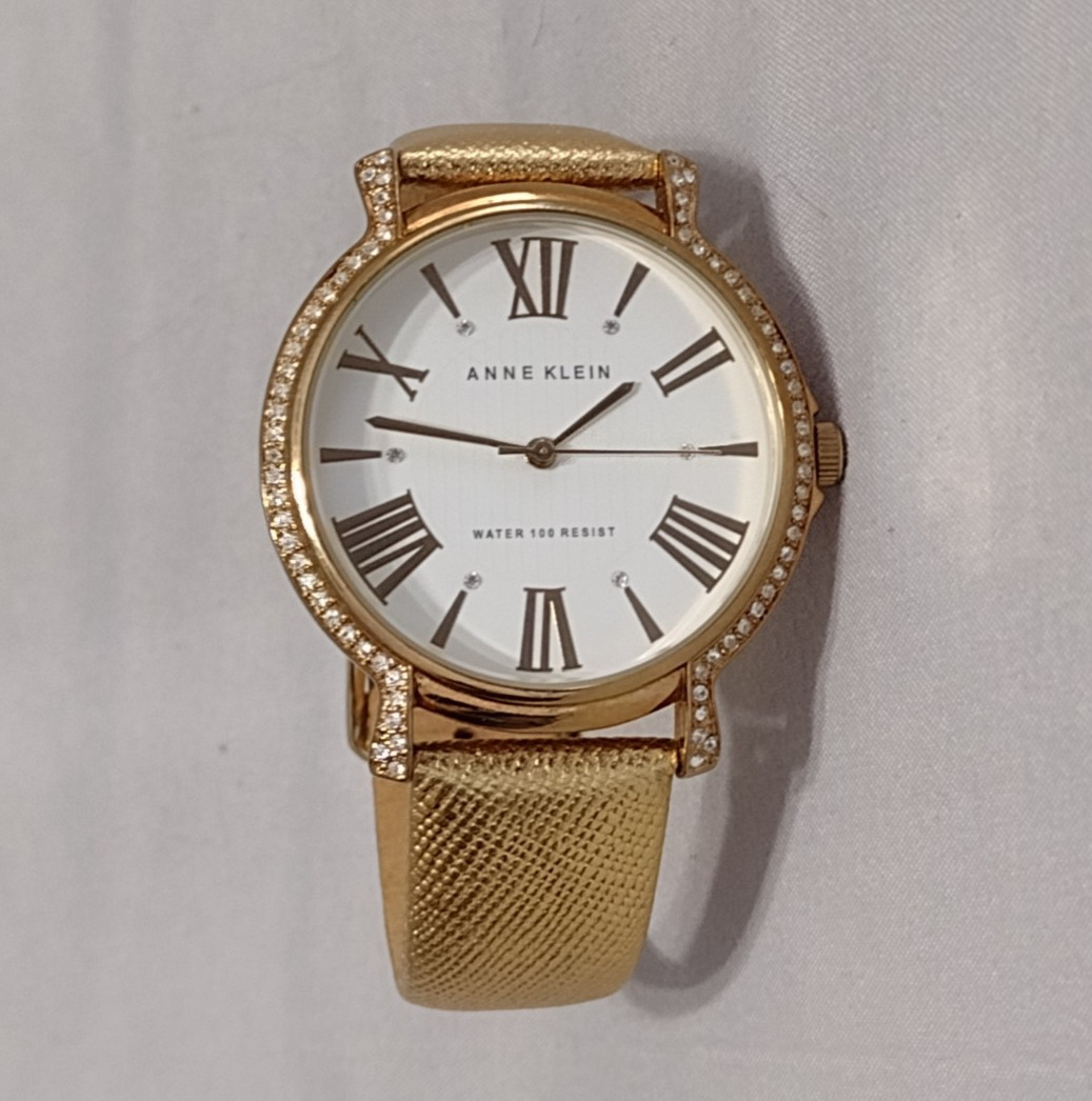 Women’s ANNE KLEIN Gemmed Watch Water-Resistant w New Battery – Works Great! d77
