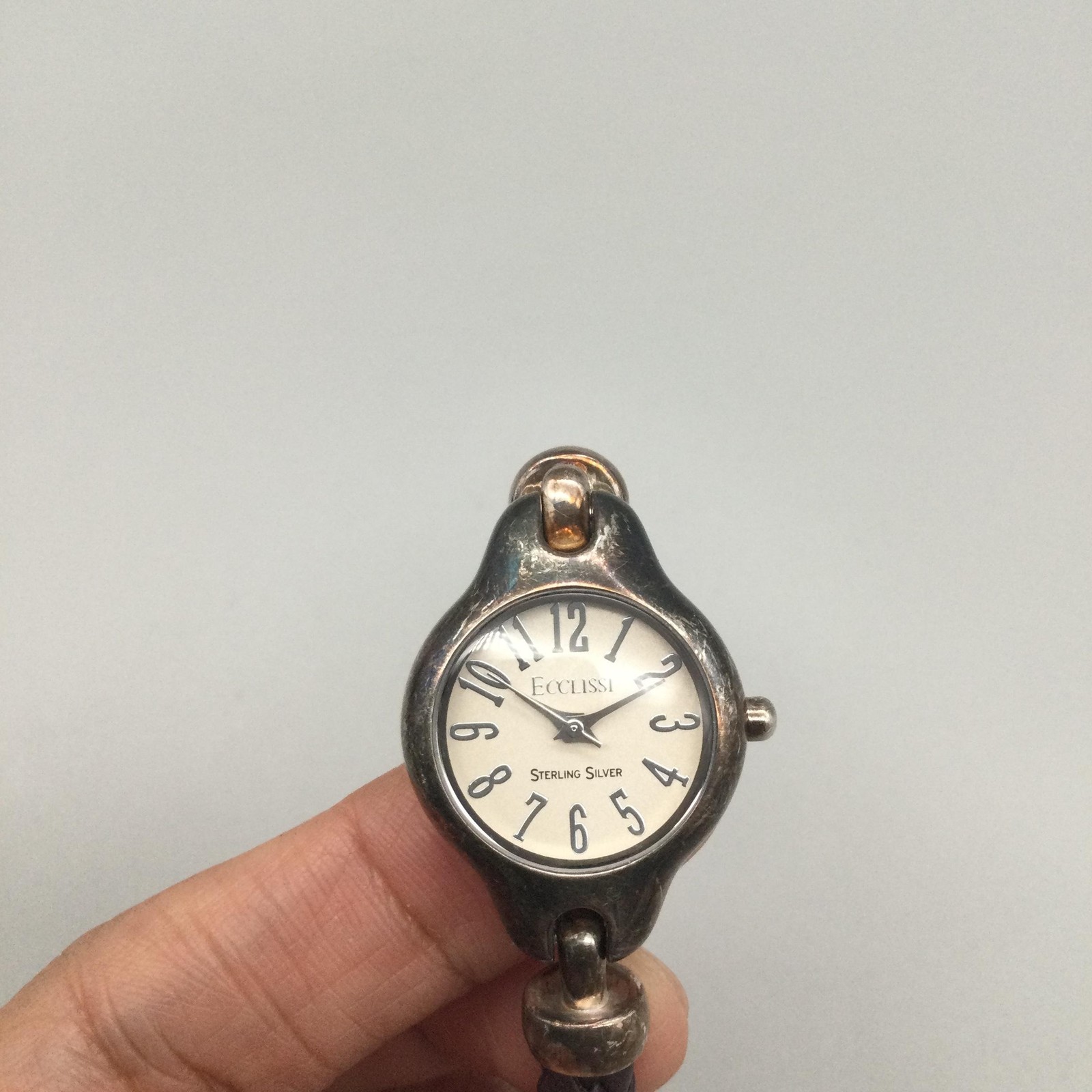 Ecclissi Sterling Silver Womens Watch 23mm Braided Leather New Battery 7″