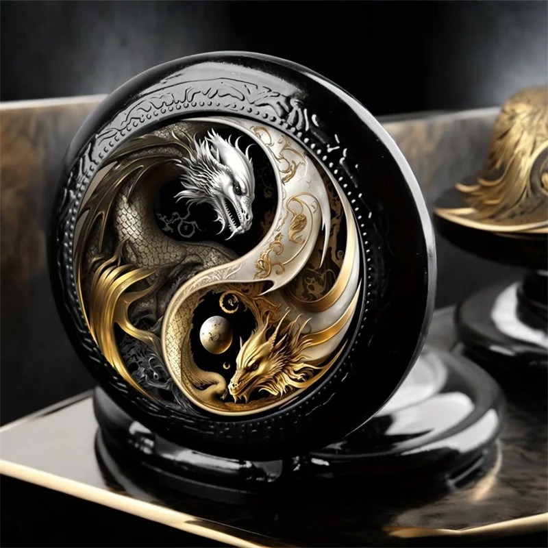 Mens Pocket Watch Retro Mechanical Black Steampunk Skeleton Chain Luxury Classic