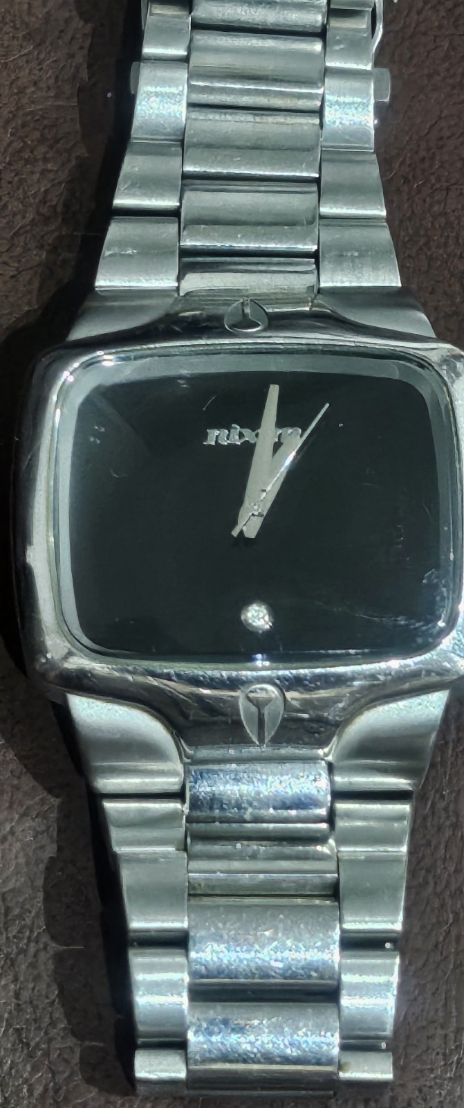 Nixon The Player Men’s Watch Silver Stainless Steel Black Dial Real Diamond 100M