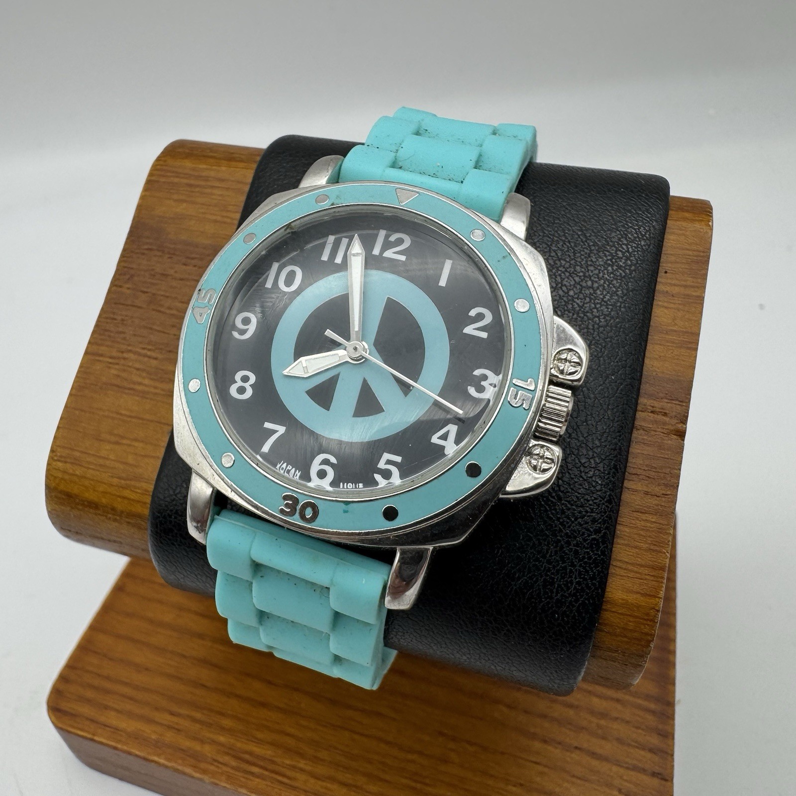 Blue BORA PEACE SIGN WATCH SILICONE BAND STAINLESS STEEL