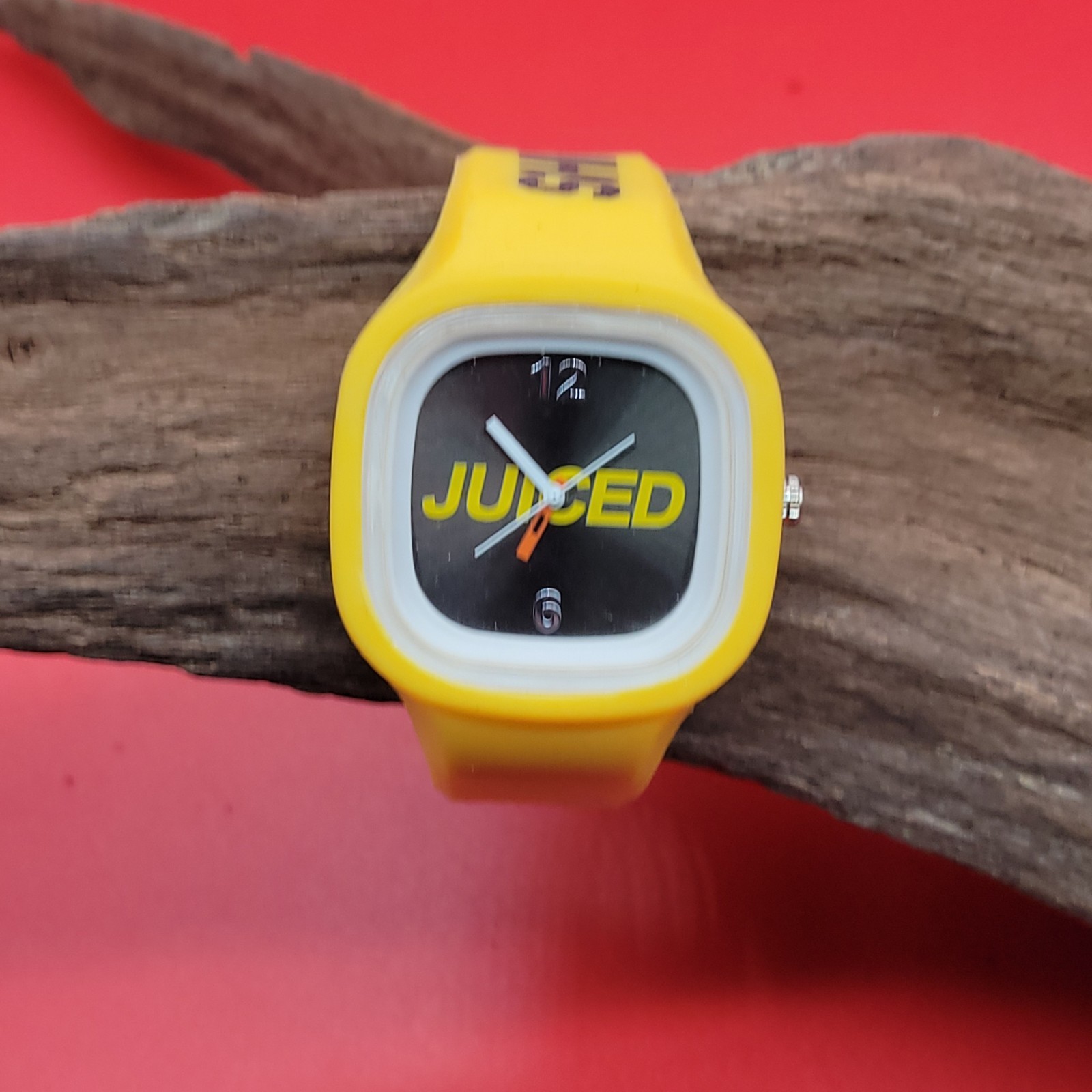 Juiced Watch Yellow Buckle Band Square Shaped Face Modern Fashion SHREDZ