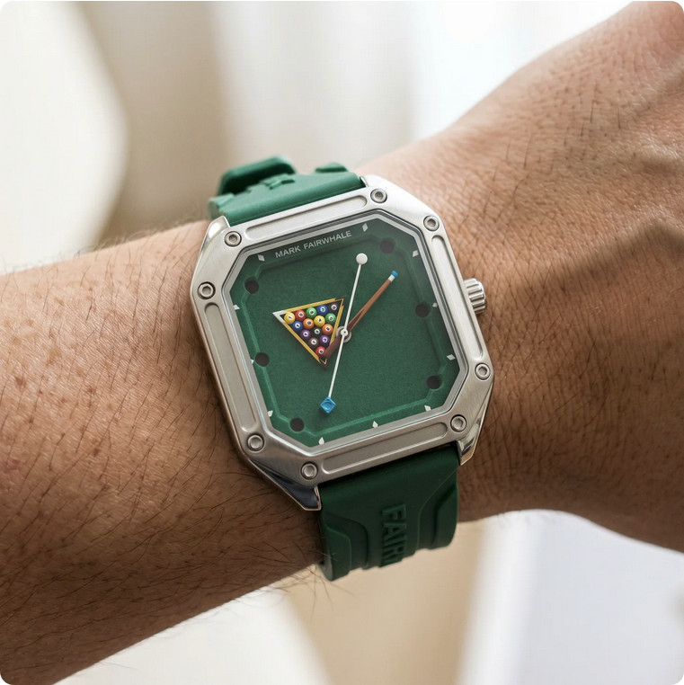 Mark Fairwhale Mens Pool Table Billiards Watch Quartz Rubber Strap FW-5047