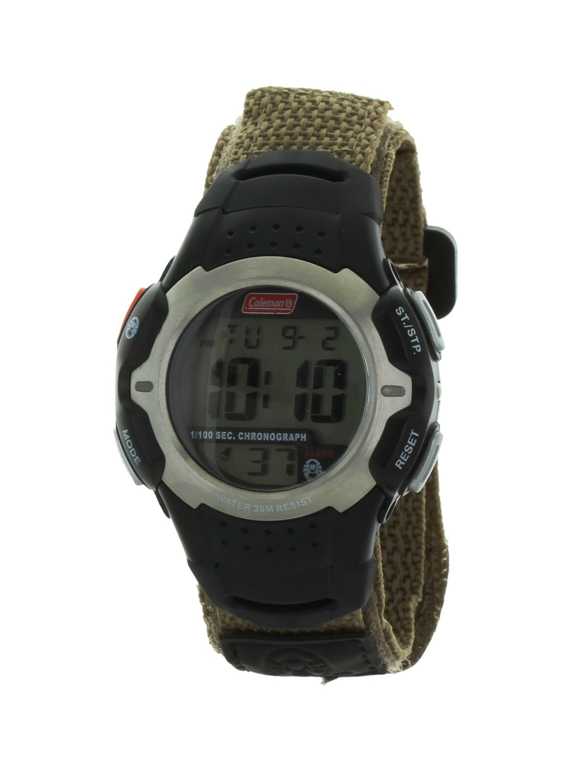 Men’s sport outdoors Coleman digital watch, brown nylon band 41209