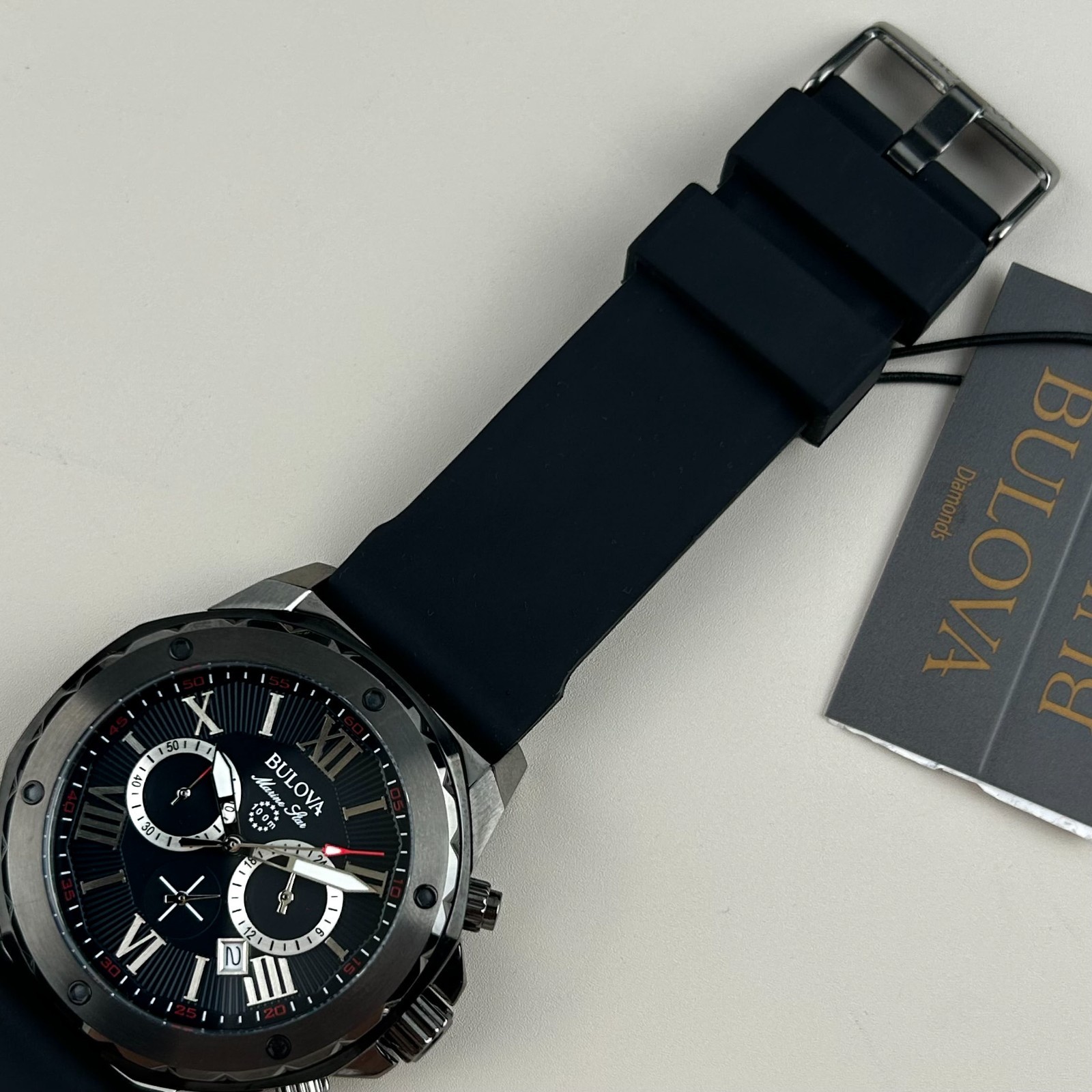 Bulova Marine Star 98B259 Chronograph Black Rubber Strap Men’s Quartz Watch