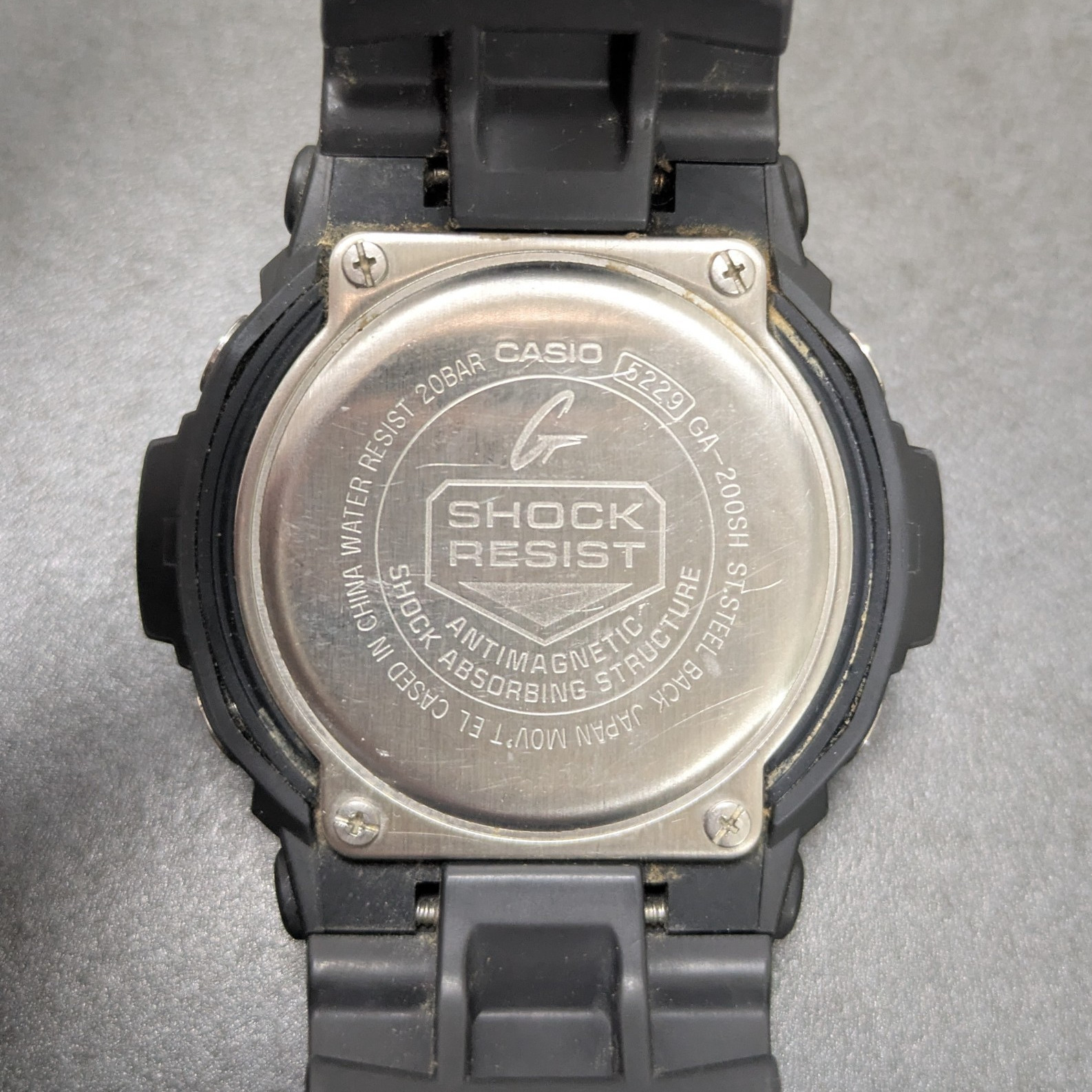 CASIO G-SHOCK GA200SH-2A Glitter Black Men’s Watch Pre-Owned Working Battery Inc