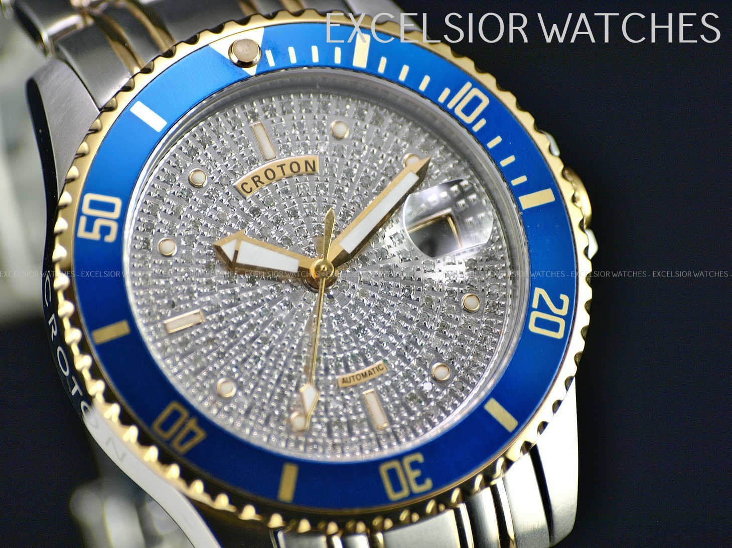 Croton CN301142 Men Limited Ed 1.2Ct Genuine Pave Diamond Dial Auto TT Watch