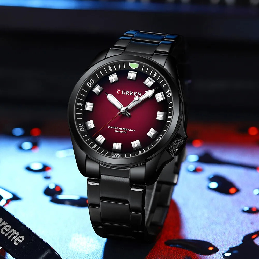 CURREN Men Quartz Watch Stainless Steel Luminous Wristwatch Male Sport Watches