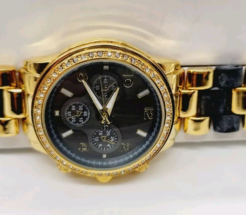 Mark by Avon Watch Perfect Timing Gold tone & Black Band 2013 New Battery
