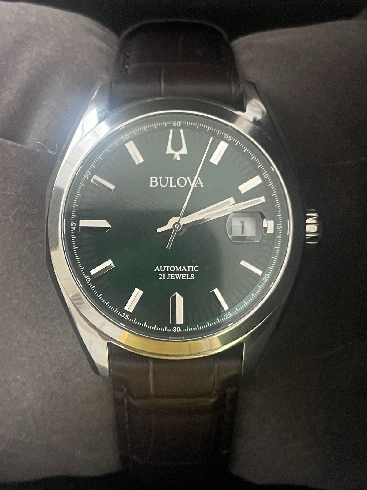 Two Bulova Surveyor Men’s Automatics Pistachio & Racing Green Dial Watch Set