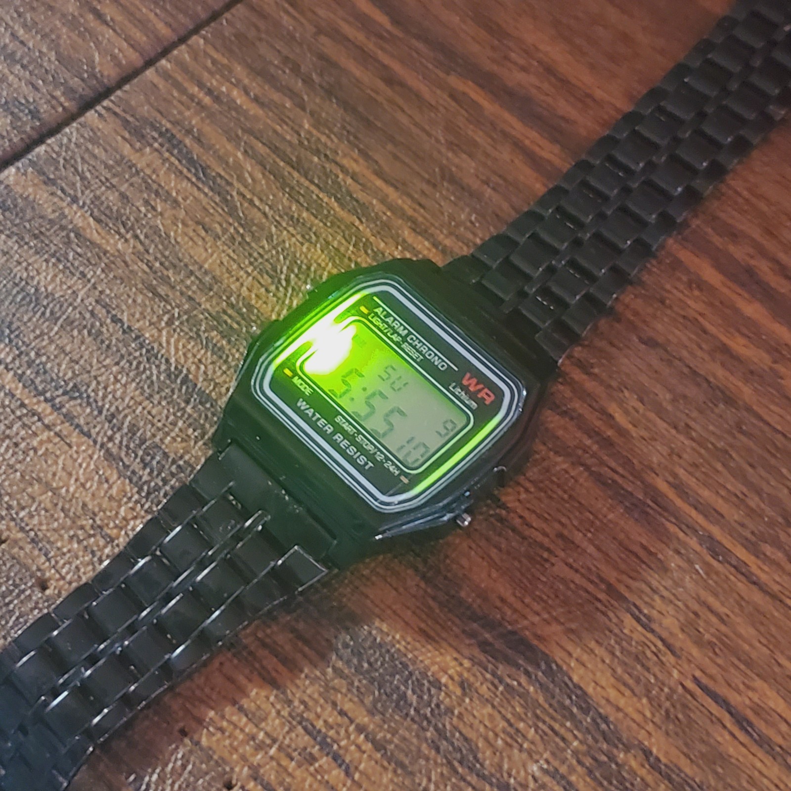 Stainless Steel Retro Digital Watch. Classic BLACK Date Time Alarm Timer US SHIP