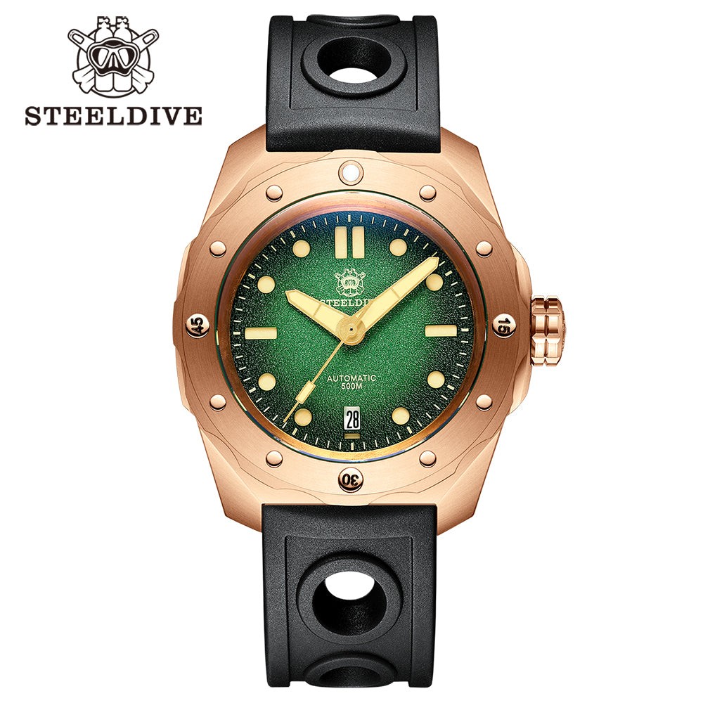 STEELDIVE SD1960S Mens Bronze 46.5mm 500M Automatic Dive Watch NH35 Sapphire