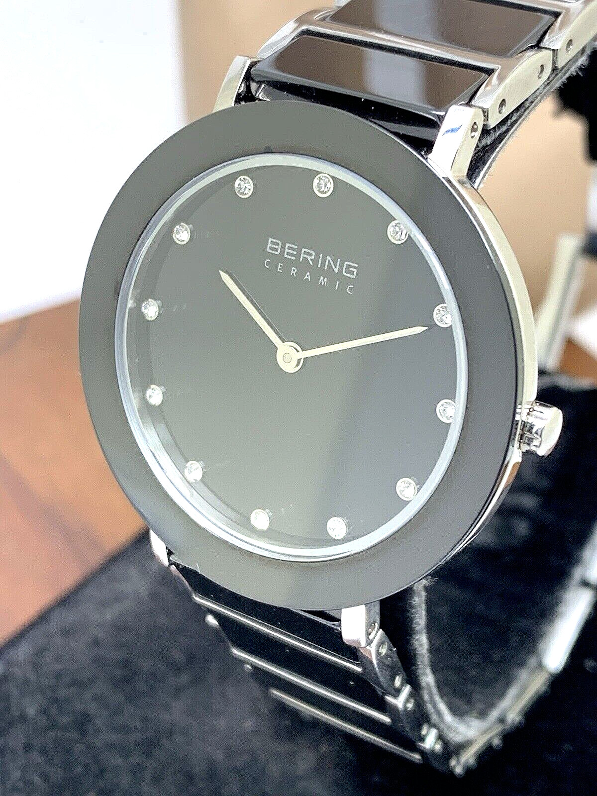 Bering Women’s Watch 11435-749 Quartz Black Dial Ceramic Silver Steel Band 35mm