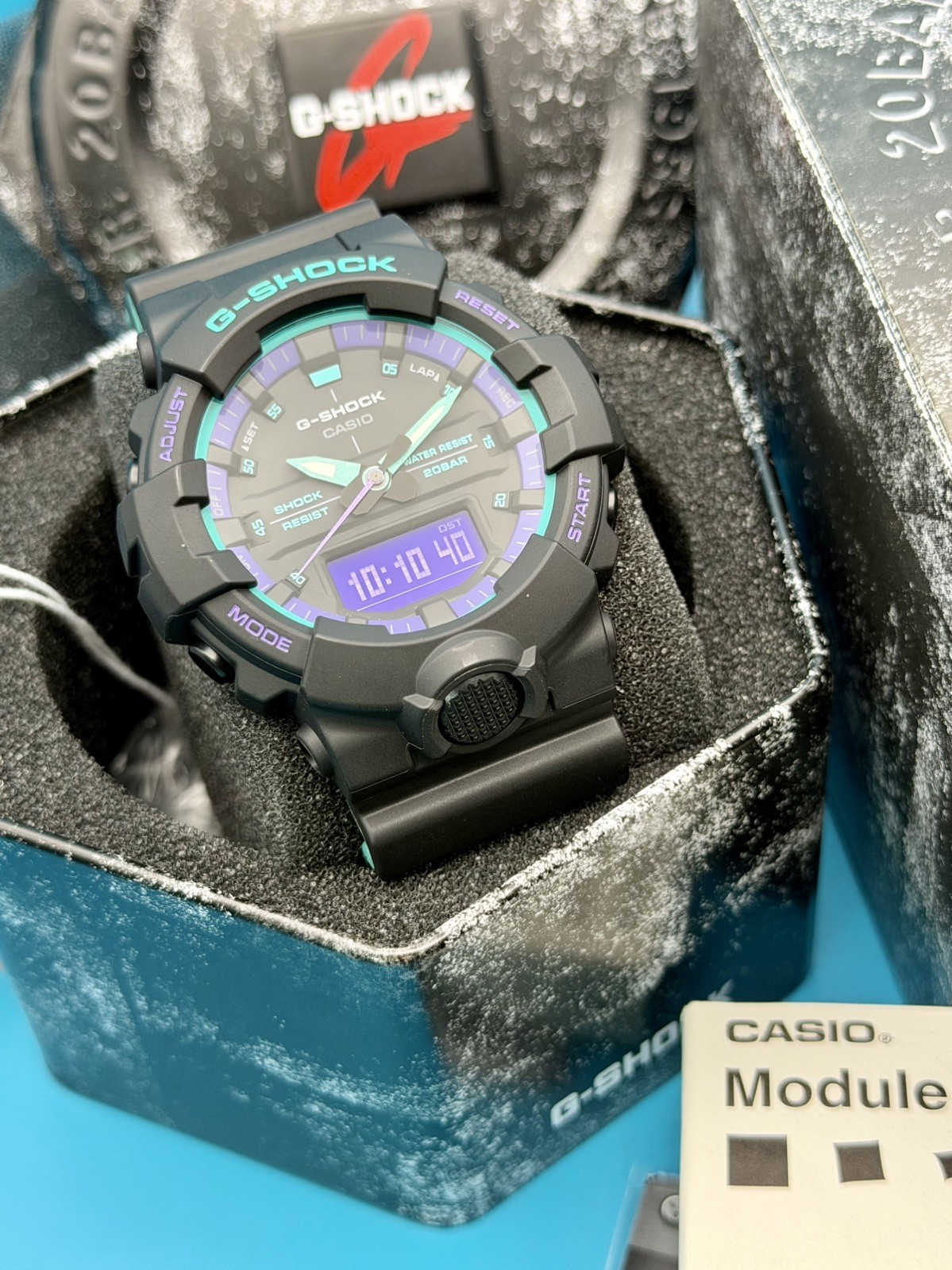 CASIO G-SHOCK GA-800BL-1A 90s Color Blue and Purple Accent Collection – boxed