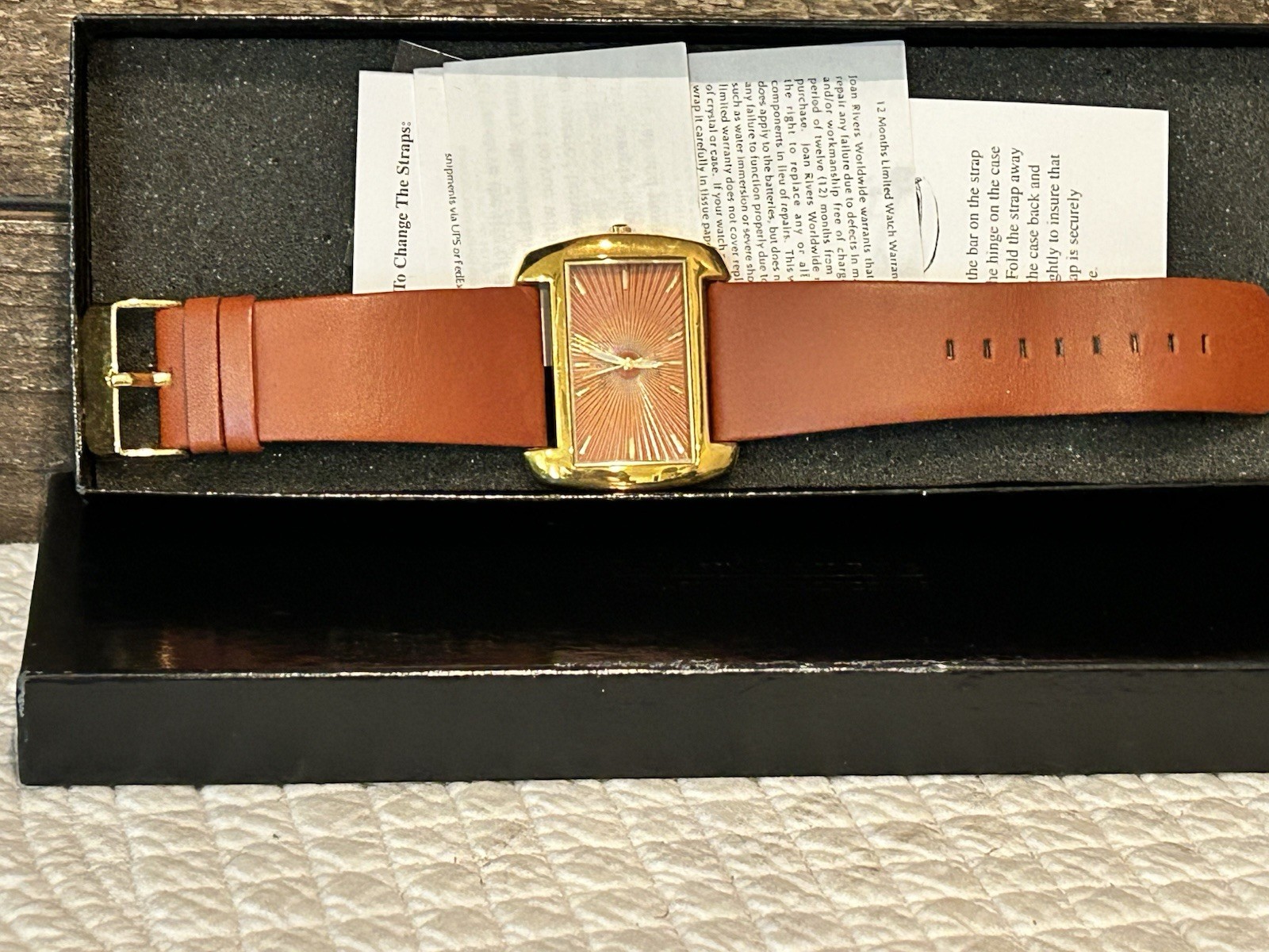 Vintage Joan Rivers Classics Women’s Watch Brown Leather Band W/Box