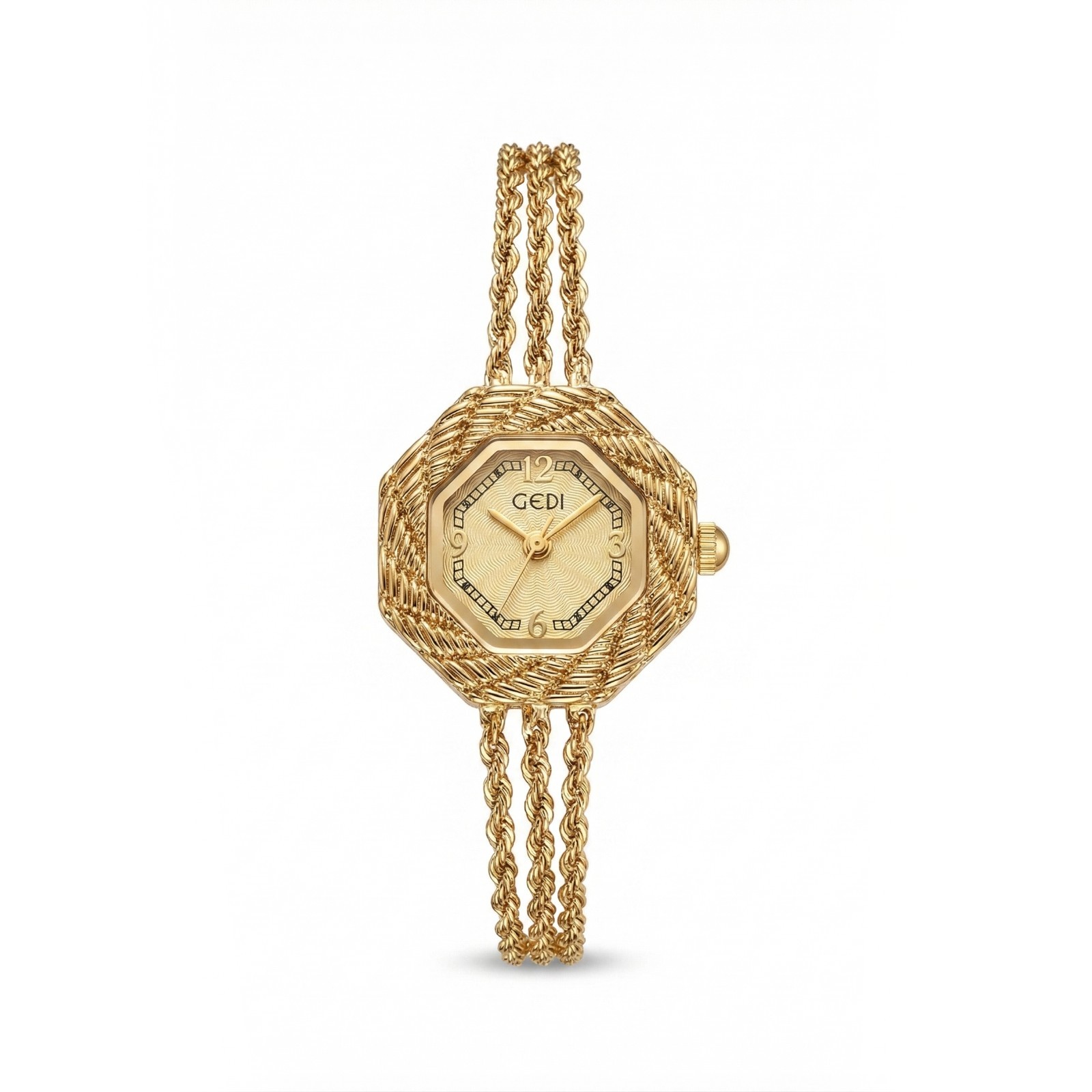 [US STOCK] GEDI Women’s Octagonal Watch Elegant Rope Chain Bracelet Gold Silver