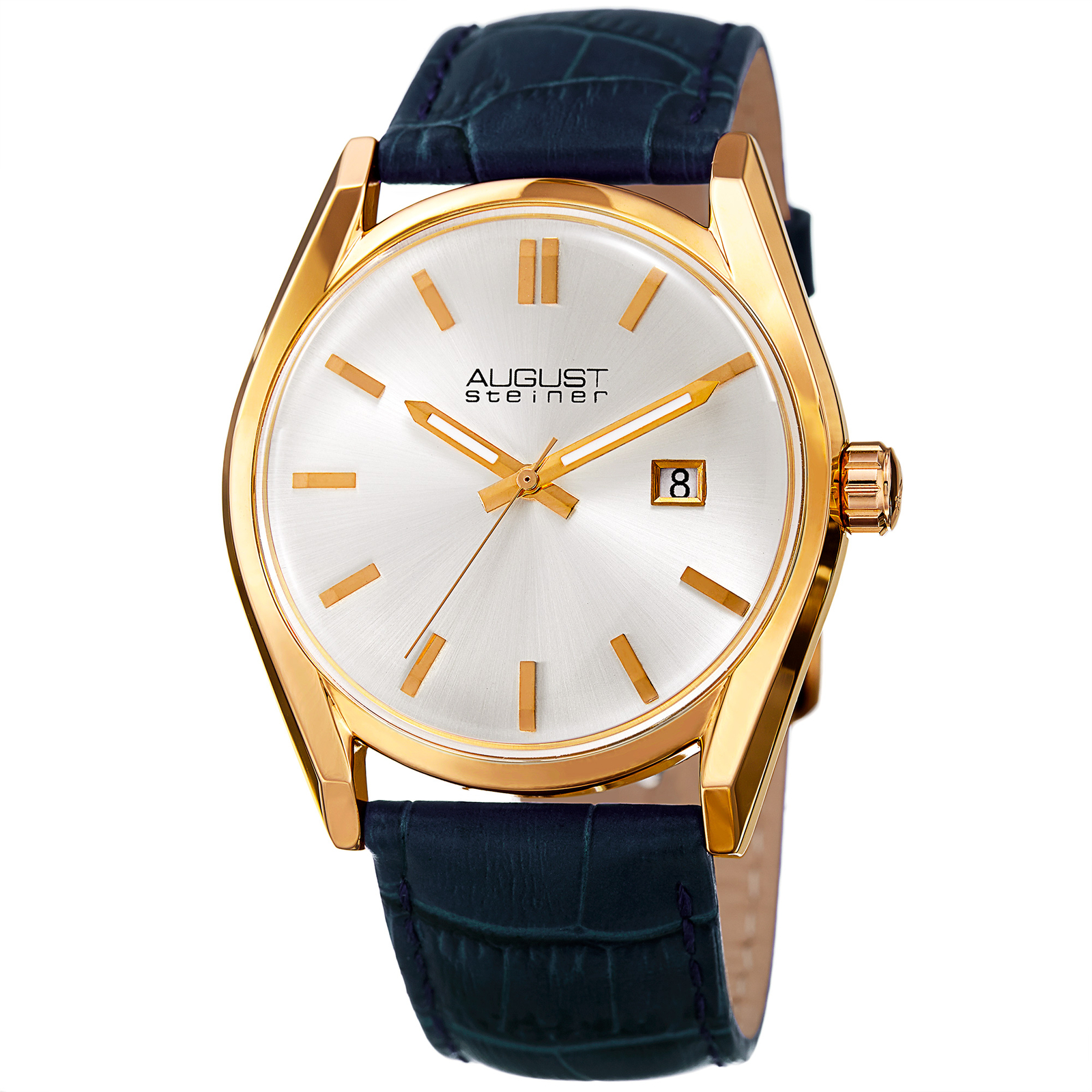 Women’s August Steiner AS8221BU Quartz Movement Date Genuine Leather Strap Watch