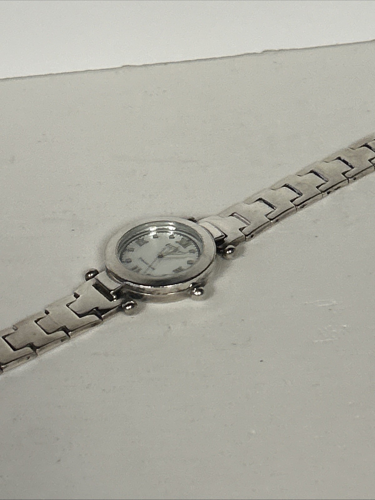 Solid 925 Ecclissi Sterling SilverWatchMother Of Pearl Dial Need Battery As Is