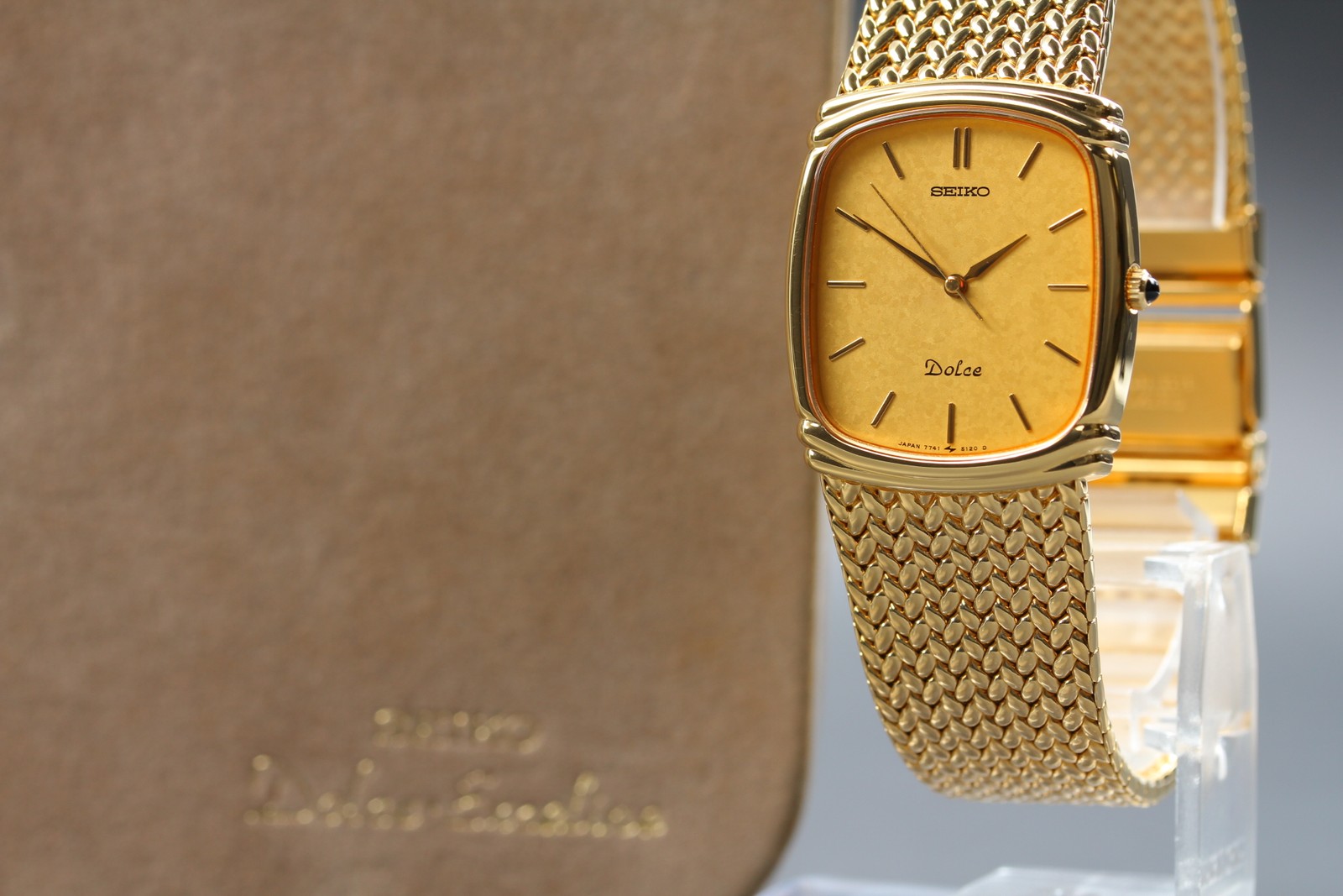 [MINT] Seiko Dolce 7741-5110 26mm Gold Dial Quartz Men’s Watch From JAPAN