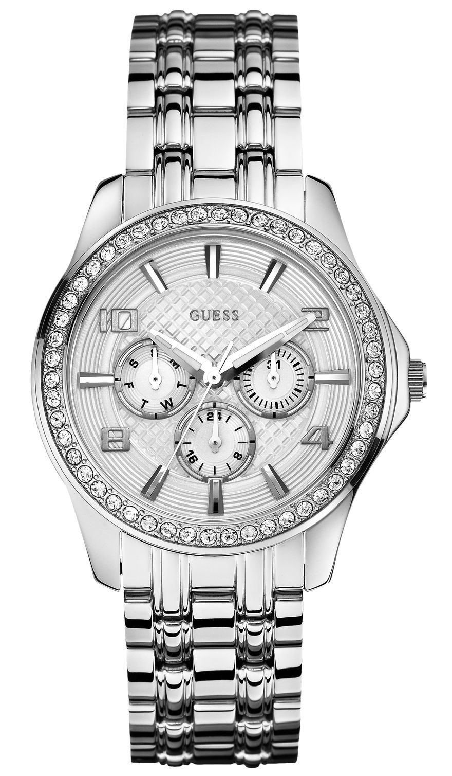 Guess Women’s Silver Color Stainless-Steel Quartz Fashion Wrist Watch W0147L1