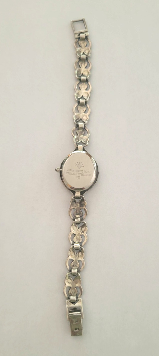 Sterling Silver Watch with Marcasites Japan Quartz Movement