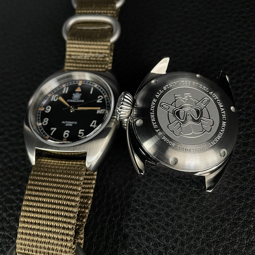 STEELDIVE SD1907 Mens 36mm 200M Automatic Dive Watch NH35 Sapphire Steel