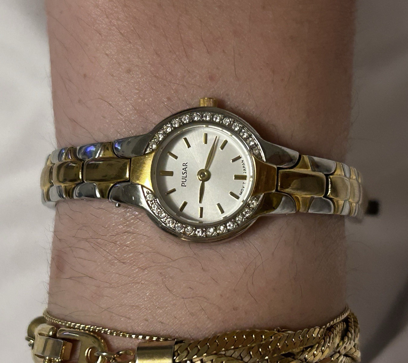 Pulsar Women’s Two-Tone Quartz Analog Wristwatch White Dial Bracelet