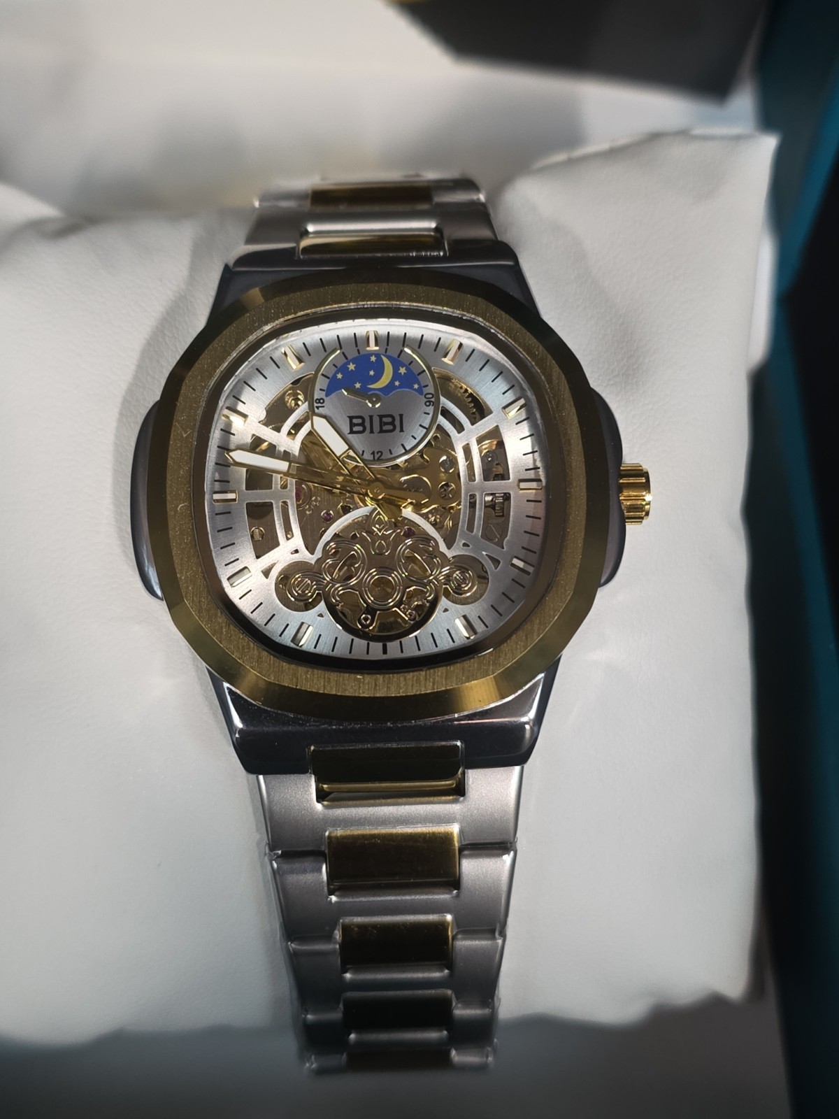 BIBI Luxury Watch Automatic Skeleton Gold And Silver Tone 9010