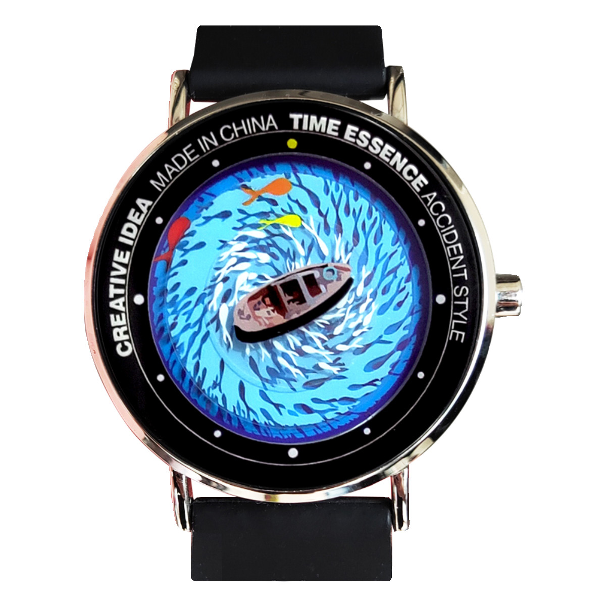 Fish around the boat tide Internet celebrity creative Watch round quartz
