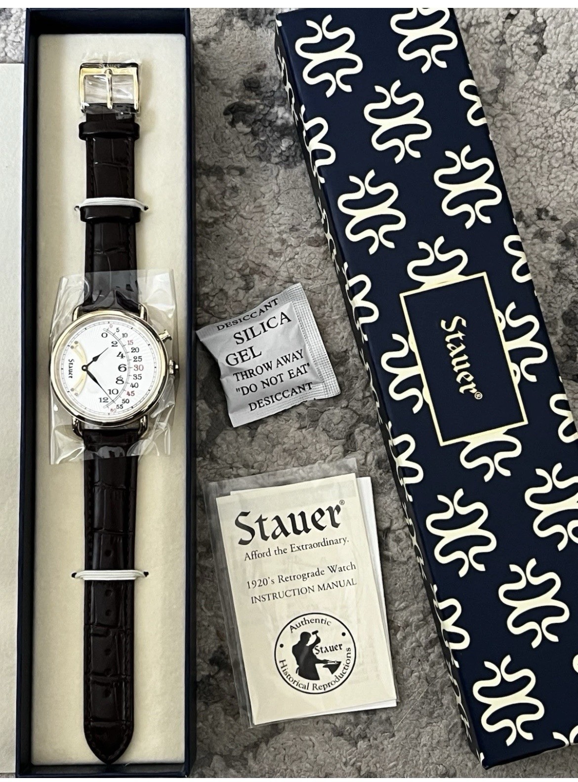 Stauer 1920’s Retrograde Men’s Watch Brown Leather Strap – NEW In Box