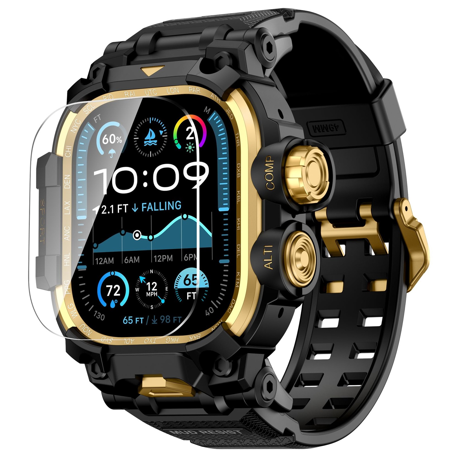 AIRYZGOOD Rugged Case with Band Compatible for Apple Watch Ultra 3/2/1 49mm Men