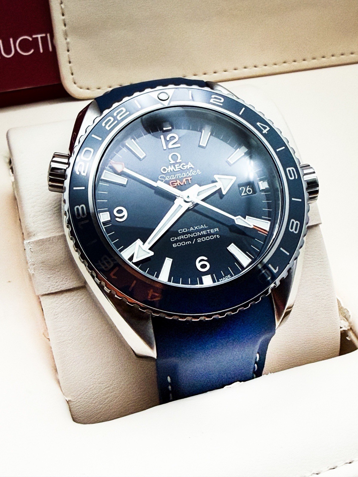 2024 Omega Planet Ocean GMT Titanium Blue 43.5mm Full Set, Box & Papers