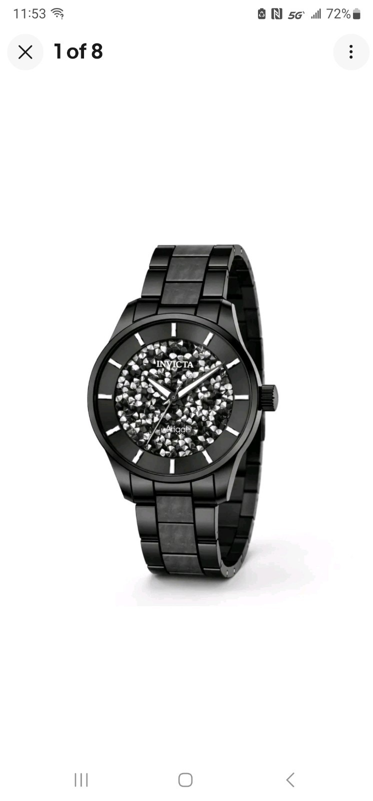 Invicta Angel Unisex Watch 40mm Gloss Black 50596 Black/Silver Dial New!
