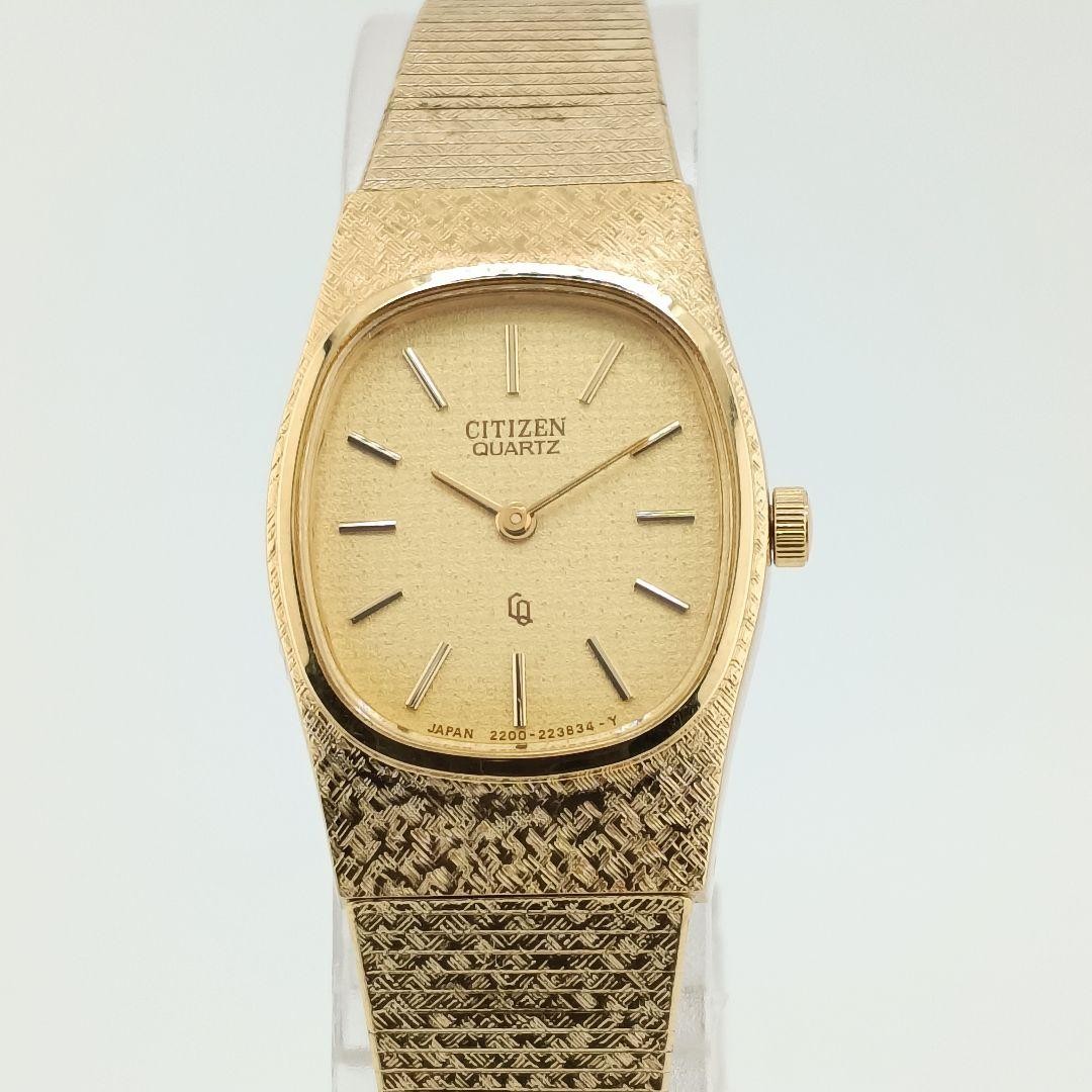 Working condition, new battery. CITIZEN gold watch, oval shape, ladies'