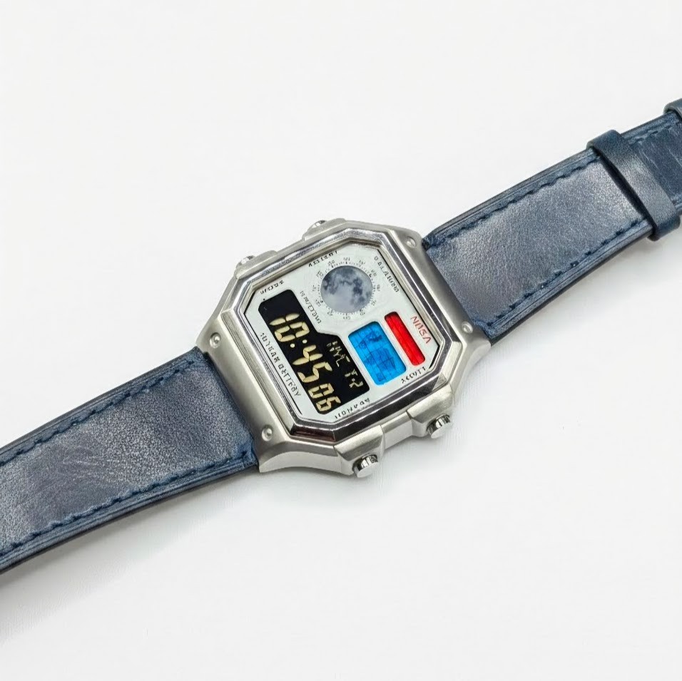 NASA Based on CASIO AE-1200WHD. Royale Watch Mod. Negative Display – Steel Case