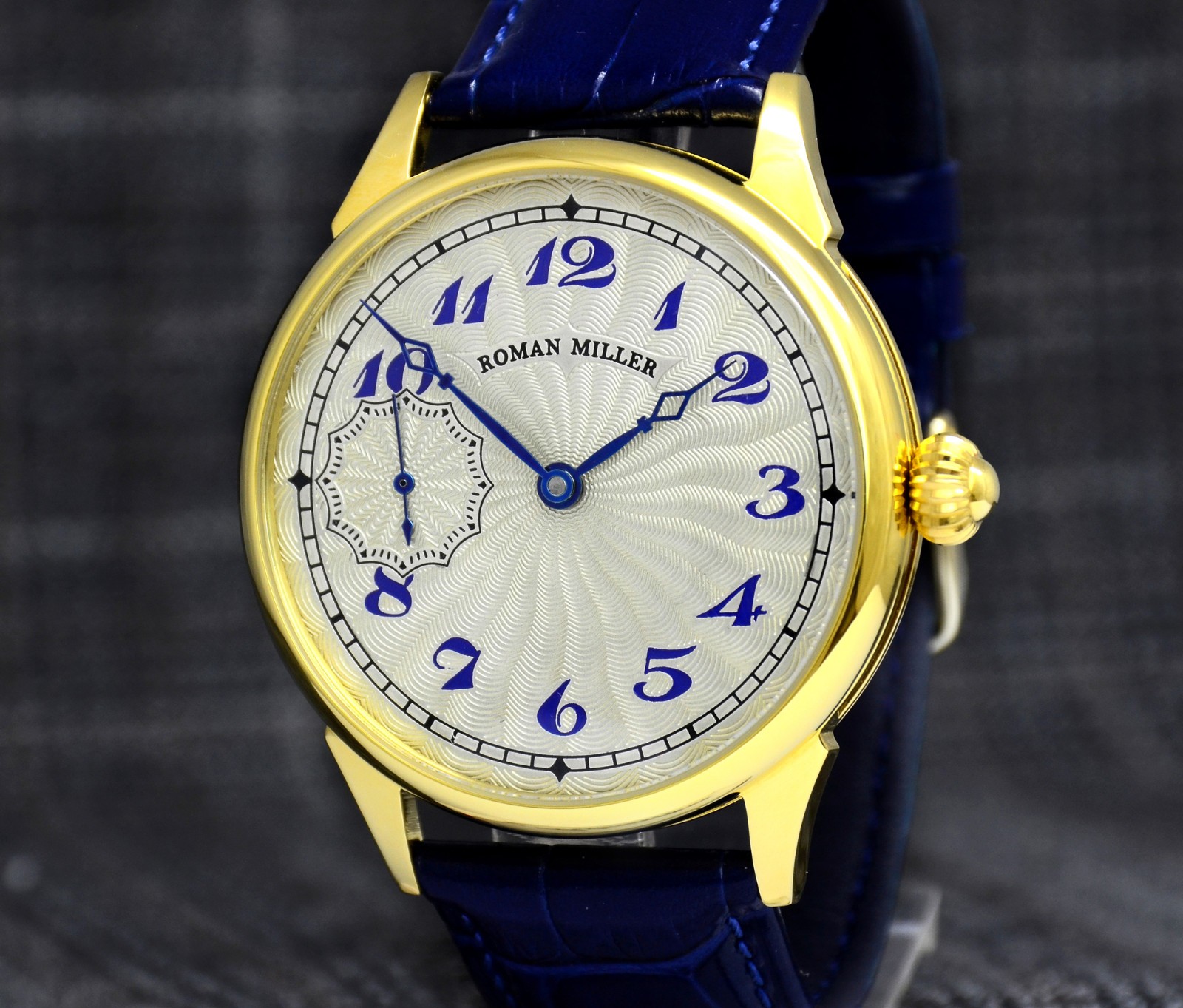 Men’s Luxury Gold Watch with Silver Dial Engraved watch Gift for Husband Miller