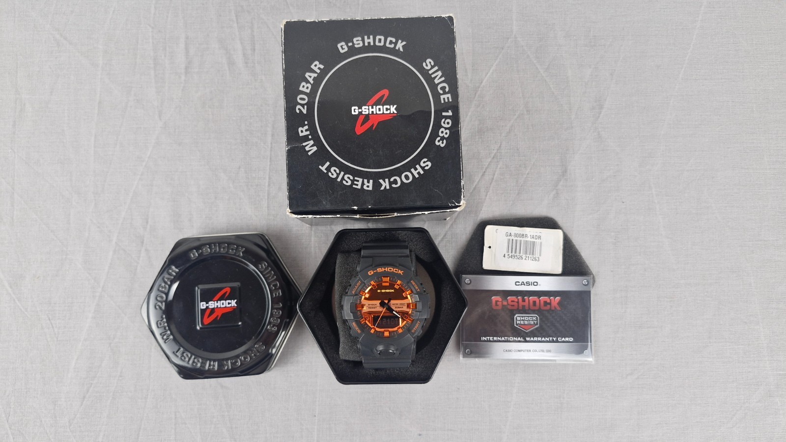 Casio G-Shock GA-800BR-1ADR Men’s Black Matte Orange Watch
