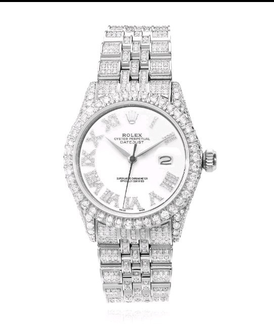 Rolex Datejust Oyster Perpetual Auto Diamond Bezel White Roman Dial Jubilee