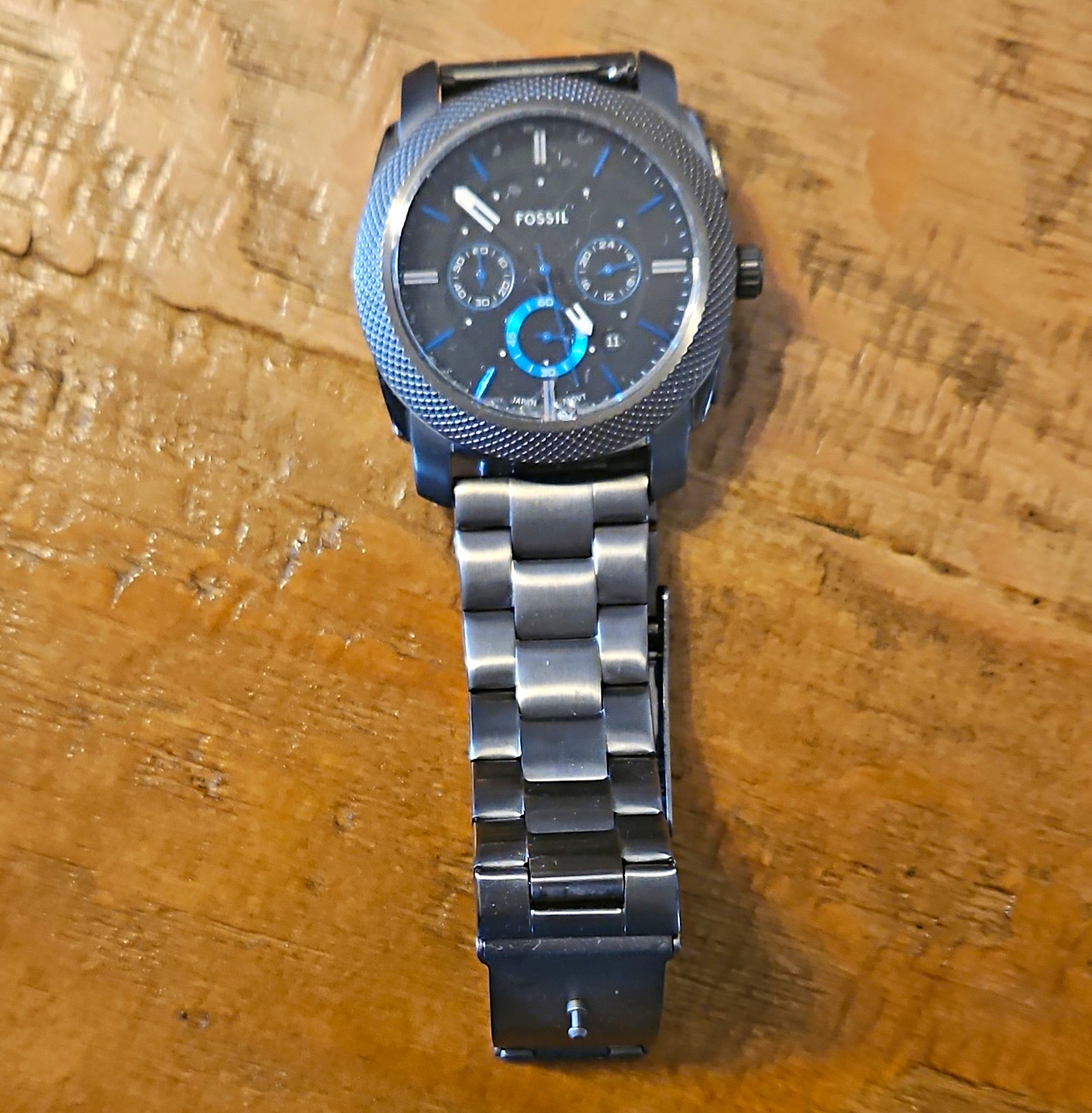 Fossil Machine Men’s Chronograph Quartz 44mm 50m Black/Blue Dial Steel