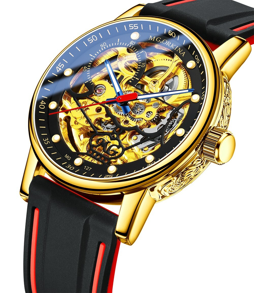New Men’s Transparent Skeleton Dial Self-wind Mechanical Watch