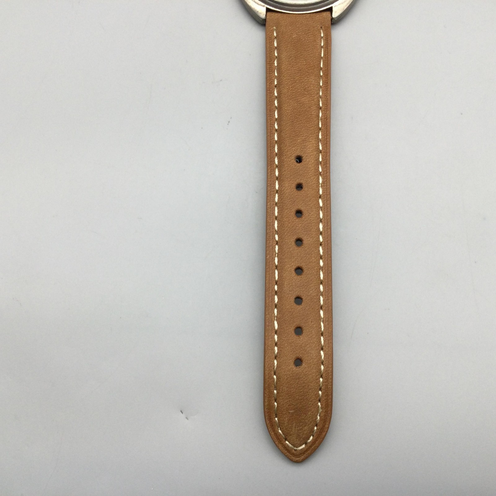 Gitano Time Watch Unisex 39mm Silver Tone MOP Dial Tan Leather Strap New Battery