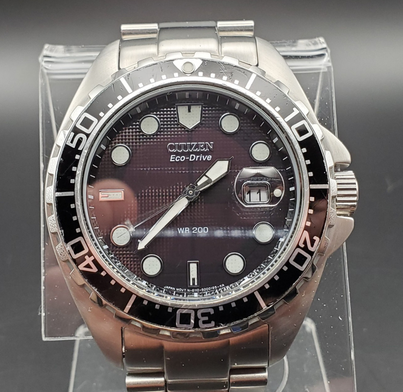 Vintage Citizen Dive Watch WR200 BM0560-57E Eco-Drive Stainless Watch E110